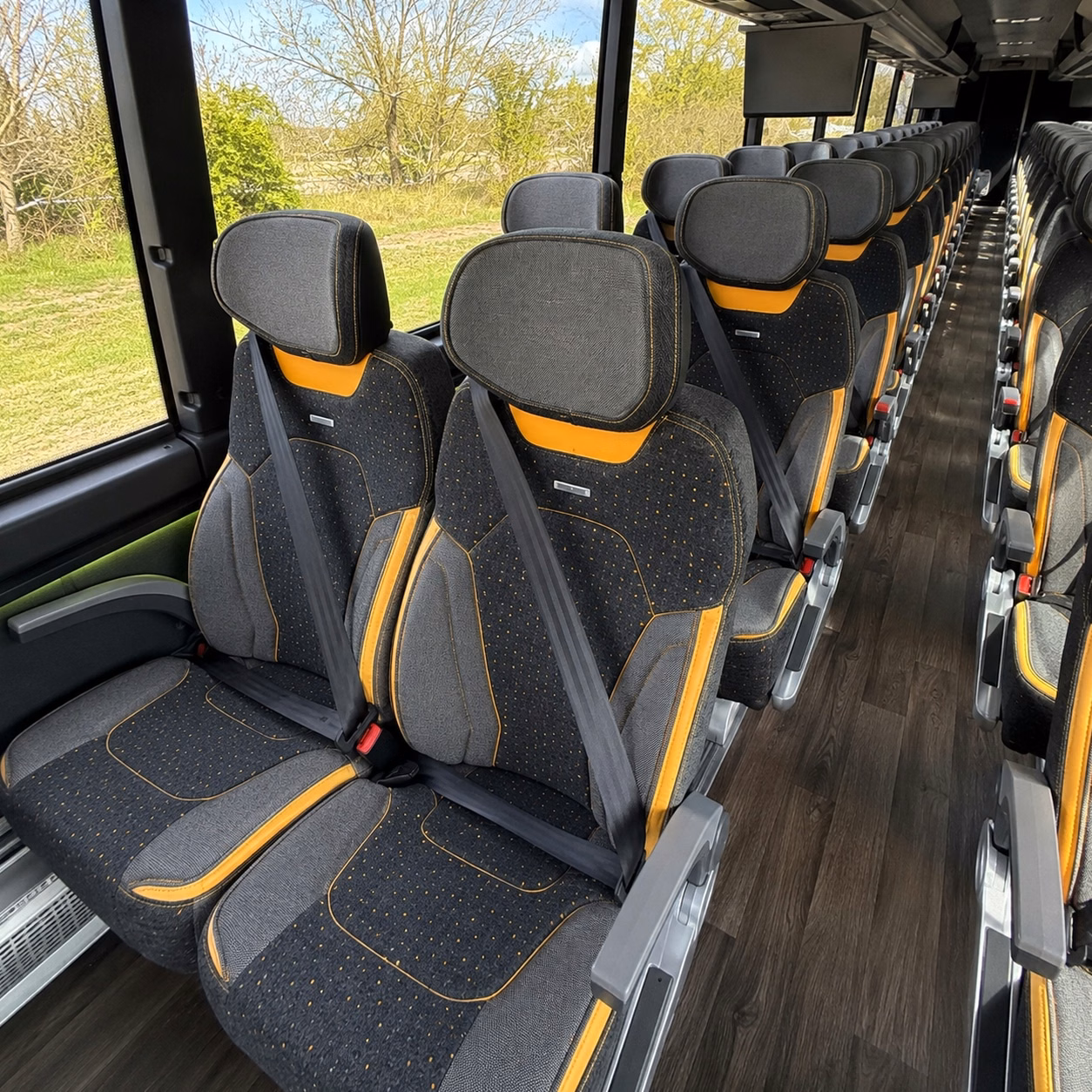 56 passenger charter bus inside